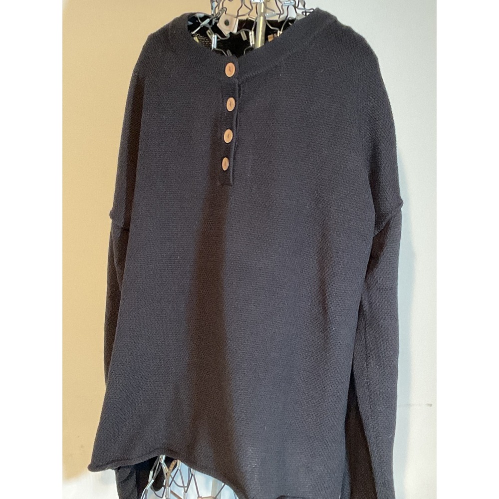 PrettyGarden Womens XL Black Waffle Knit Henley Sweater Long Sleeve‎